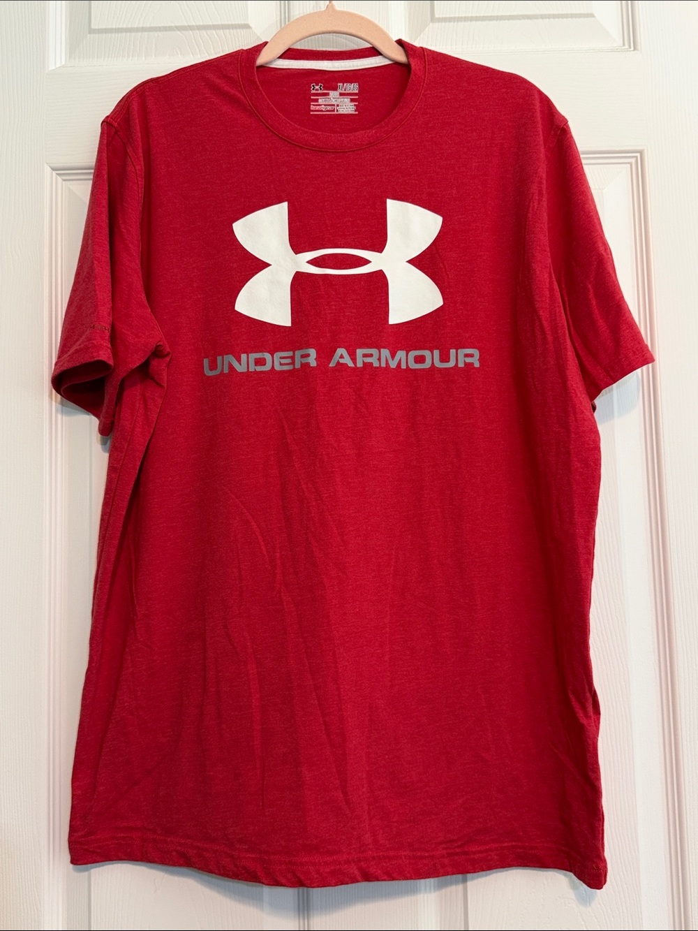 Under Armour Red Short-Sleeve Tee with White Logo